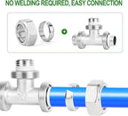 TAISHER 2PCS Brass-Nickel Plated Equal Tee Fitting，3/4" Tubing,Tube Fitting For Air Piping System