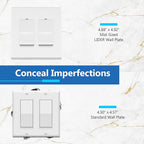 LIDER Matte Finish Double Decorator Switch Cover, Screwless Wall Plate, Mid-Size 2-Gang 4.88" x 4.92", Unbreakable Polycarbonate Thermoplastic, UL Listed, LSWP-32M-W5P, White, 5 Pack