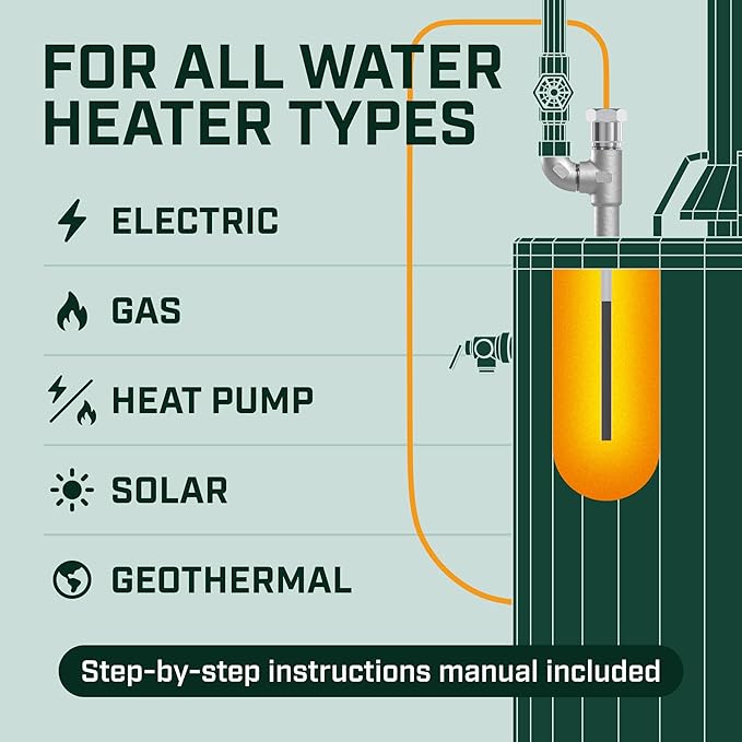 Corro-Protec Powered Anode Rod for Bradford White Water Heater and Hot Water Outlet Installation, Eliminates Rotten Egg/Sulfur Smell within 24 hours and Stops Corrosion Inside Tank, 20-Year Warranty