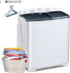 Portable 22 lbs Twin Tub Washing Machine with Drying Rack, 13 lbs Washer Mini Compact Laundry Machine and 9 lbs Spinner, Semi-automatic Washer Combo for Dorms, Apartments