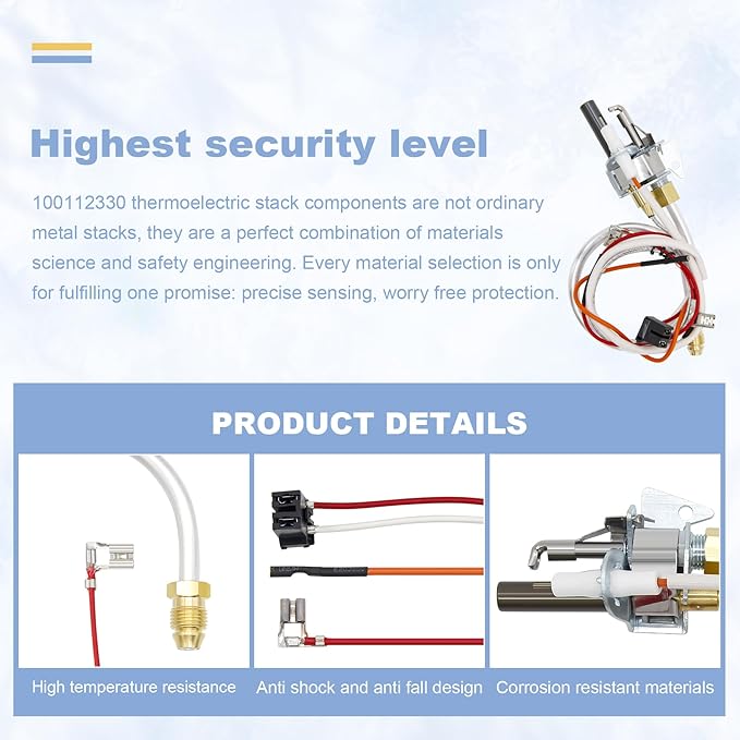 100112330 Water Heater Pilot Assembly Replacement for 9007876 9007877 Compatible with Whirlpool 300 301 Series A.O.Smith, American, State, Kenmore, Reliance