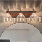 EDISLIVE Vintage Vanity Light for Bathroom ORB 3-Light Bath Wall Light Fixture with Clear Flower Glass Shades 26.38" E12 Antique Wall Sconce for Bedroom Hallway Living Room Vanity Mirror