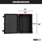 Iron Forge Cable Waterproof Junction Box - Outdoor Enclosure - Boxes with Mounting Plate, Wall Brackets, Hinged Black Panel Cover - IP65-15x11x6 Inch