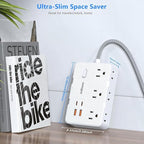 Surge Protector Power Strip, 15 Ft Cord Ultra Thin Flat Extension Cord with 6 Outlets 4 USB Ports(2 USB C), 1050J Flat Plug Power Strip for College Dorm Room Essentials