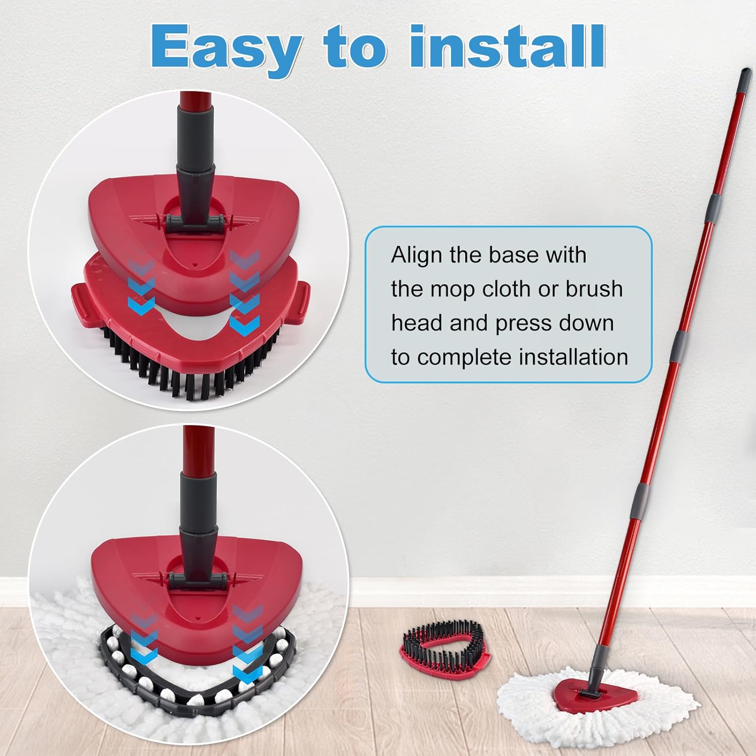 Mop Heads Replacements for Ocedar, Mop Replace Head for O Cedar, Spin Mop Replacement Head for Ocedar Easy Wring 1 Tank System, Mop Heads Include 2 Pack Spin Mop Refills and 2 Pack Scrubber Mop Head