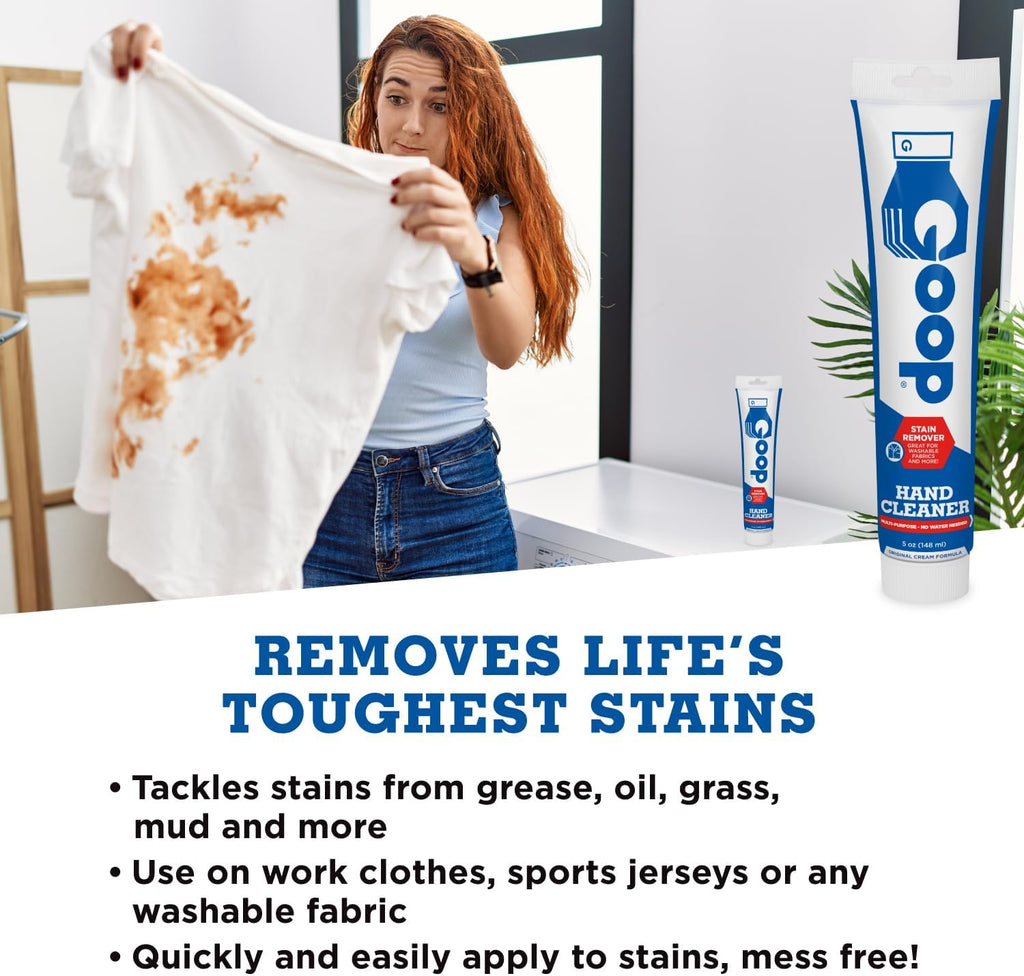 GOOP Original Multi-Purpose Waterless Hand Cleaner and Stain Remover - 5 oz Tube (Pack of 2)