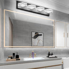 Ralbay Modern LED Bathroom Vanity Lights 4 Lights LED Black Bathoom Wall Lighting Over Mirror Up and Down Acrylic Matte Black Vanity Lights