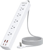 2 Prong Power Strip, 2 to 3 Prong Outlet Adapter with 5 AC & 4 USB Ports (2 USB C), 5FT Braided Cord, 1700J Two Prong Surge Protector, Wall Mountable, Ideal for Old House Non-Grounded Outlets