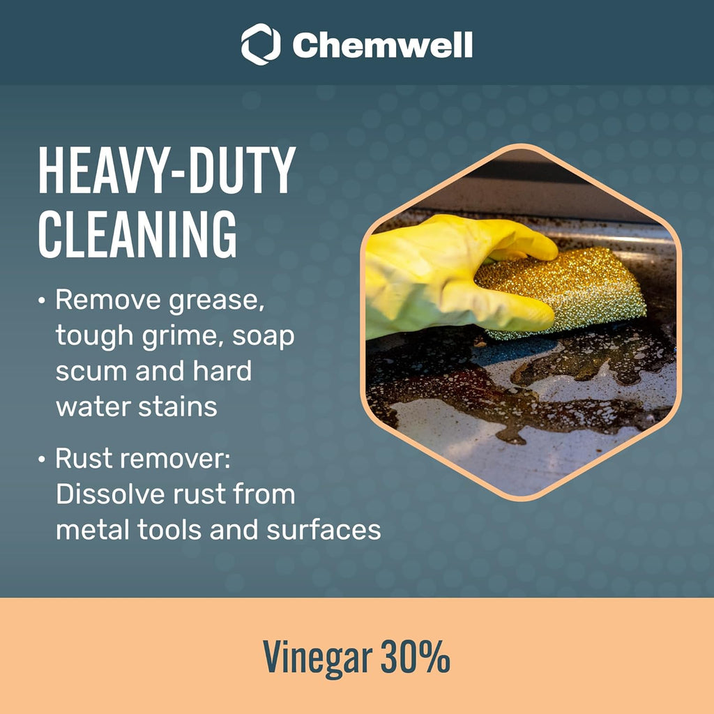 30% Vinegar 4 Gallons (4 Pack, 1 Gallon) - General Purpose All-Natural Multi-Surface Cleaner for Home, Patio & Commercial - High Performance, Powerful Concentrated Acetic Acid - Made in USA