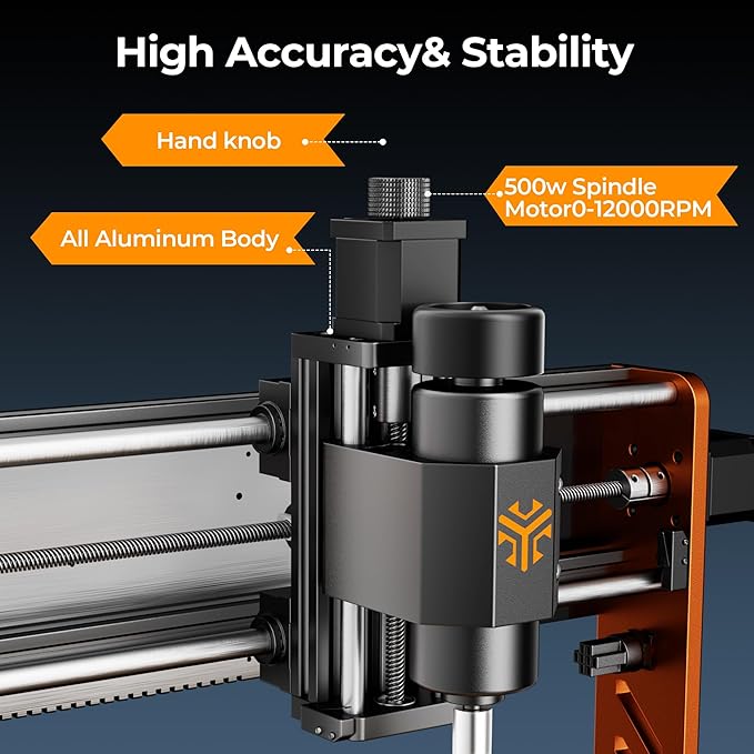 ACMER CNC Router Machine 500W, 3018 Engraver for Wood/Metal/Acrylic Cutting Milling 11.8"x7", ±0.025mm Precision ER11 Chuck, ESP32 Control, Compatible with Candle/Easel,Ascarva 3S