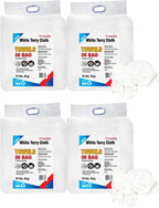 Premium White Terry Cloth Rags (10 lbs.Bag - 4 Pack) Super Absorbent Cotton Towel Cleaning Rags for Garage, Industrial Use & Housekeeping