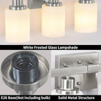 Bathroom Vanity Light, 4-Light Nickel Modern Bathroom Light Fixtures with Milky White Glass Shade, Wall Lights,Bath Vintage Wall Mounted Lamps for Mirror Bedroom Living Room Hallway Cabinet