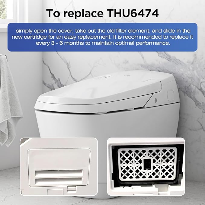 Toilet Deodorizer Filter Replacement for Toto THU6474-01/THU6474#01 THU6072,2 Pack Bathroom Toilet Air Filter Carbon Deodorizing Cartridge Parts Compatible with Washlets S550E C5 C2 SW3074 SW3054T40