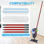 Mop Replacement Pads for Ocedar H2prO Flat Mop System, Mop Handle Mop Refills for O-Cedar H2pro Flat Mop System, Include 4 Pack Mop Pads and 4-Section Mop Handle for Ocedar H2 Pro Mop