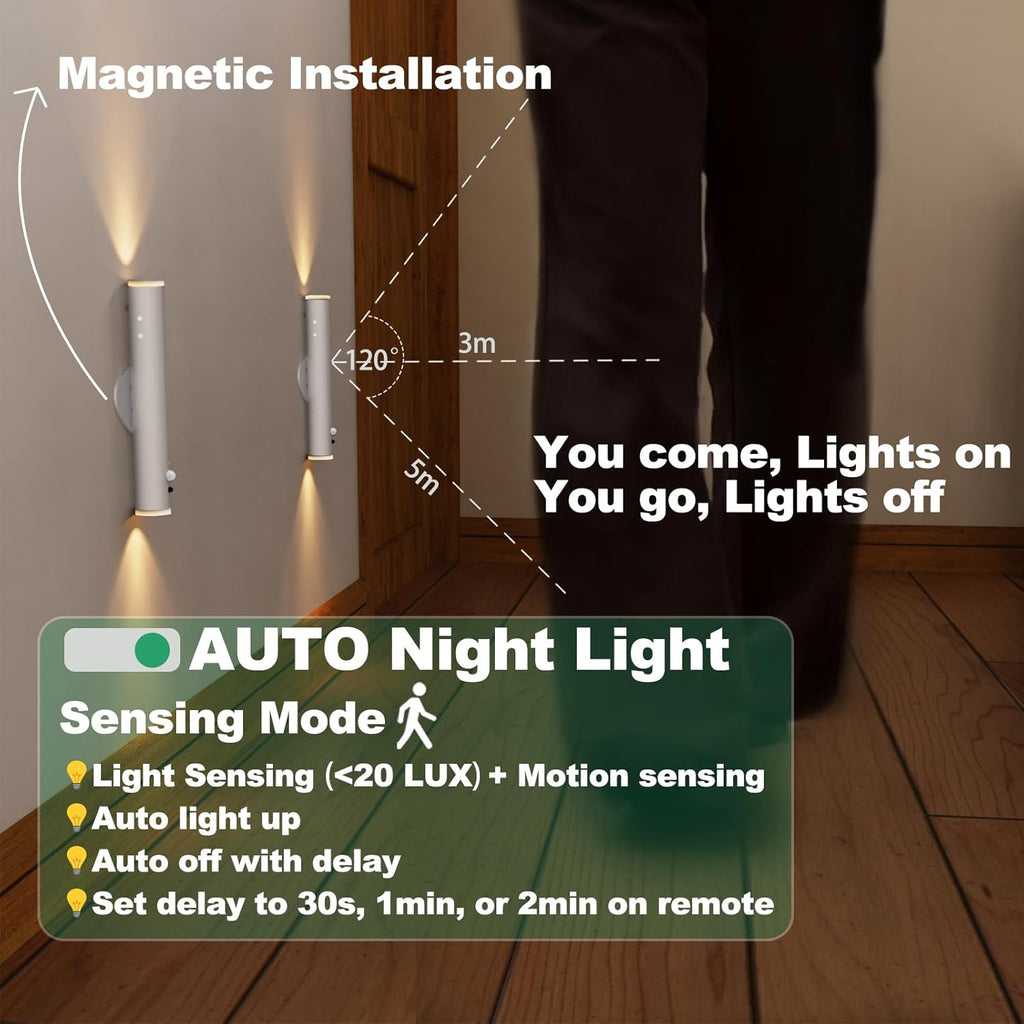 Rechargeable Wall Sconces | Dimmable LED Cordless Lamp with Remote, Motion Sensor, Metal Body | Battery Operated Lights for Decor, Night Light Indoor, Hallway, Bedroom, 1pcs