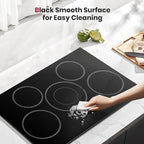 GASLAND 30 Inch Electric Cooktop 5 Burners, 8200W Built-in Radiant Glass Stove Top, 220-240V Electric Ceramic Cooktop with 9 Power Levels, Slide Touch Control, Child Safety Lock &Timer, Hard Wire
