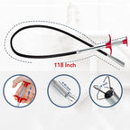 118" Drain Snake Hair Drain Clog Remover Tool with 4 Claws Bendable Hose - Flexible Grabber Claw Pick Up Reacher Tool for Clogged Drains Opener Cleaning
