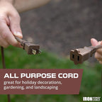 Iron Forge Cable 2 Prong Outdoor Extension Cord 10 ft, 16/2 SJTW 10 Foot Brown Extension Cord, Weatherproof - Great for Outdoor Lights, Deck, Patio