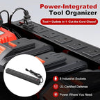 3 layers power tool organizer Loads 150lbs with 4 Cordless Drill Holder and 8 Outlet Power Strip,it’s good choice for husband birthday gift,black