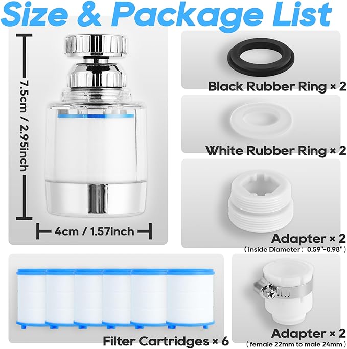 Rotating Faucet Extender Sink Aerator, Sink Filter Water Faucet, 360 ° Faucet Extender, With Universal Converter, Swivel Multifunctional Robotic Arm for Home Kitchen Bathroom - 2 Pcs