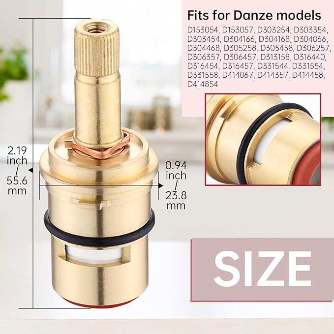 Faucet Cartridge Replacement Parts Compatible with Danze DA507071W DA507072W, Round Ceramic Disc Cartridge Kitchen Faucet Stem Replacement Parts (DA507072W+DA507071W Cold+Hot)