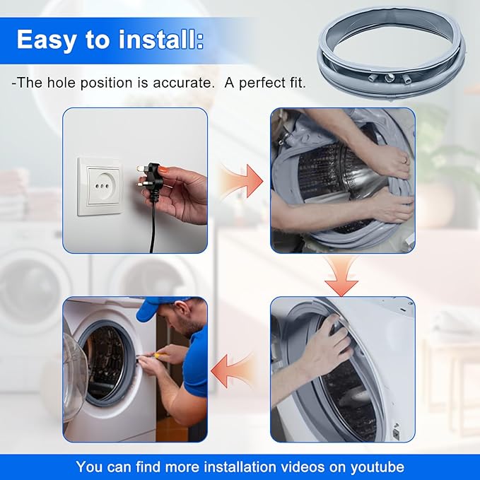 Upgraded 5304505004 Compatible with Electrolux Washer Door Boot Seal EFLS517SIW0 EFLS617SIW0 EFLS617STT0 EFLS627UTT1 ELFW7637AW1 EFLS527UIW1 for Frigidaire Washer Door Gasket 5304516744 5304505239