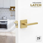 Mega Handles Prime Passage Lever Door Handle for Hallway, Closet and Bathroom, Reversible Design Door Levers, Fits All Standard Door Sizes, Covered Screws Included - Satin Brass (1 Pack) 4.29"