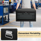 6-Drawer Tool Box, ARNOT 24" Heavy-Duty Steel Tool Chest, Portable Tool Storage Organizer with Auto-Locking Drawers, Top Tool Tray, and Side Handles for Garage, Warehouse, or Workshop Storage (Black)