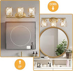 mavcadonf 3-Lights Bathroom Vanity Lights, Bathroom Light Fixtures Over Mirror, Brushed Gold Vanity Light, Farmhouse Wall Lights with Clear Glass Shade, Bathroom Wall Lamp for Mirror Kitchen Bedroom