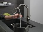 Delta Trinsic Black Stainless Kitchen Faucet with Pull Down Sprayer, Modern Single Hole Kitchen Sink Faucet, Single Handle, Black Stainless 9159-KS-DST