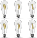 Jensense Edison LED Light Bulbs E26 Bulb 60 watt Equivalent Dimmable Light Bulbs 4000K Natural White Vintage 7W Edison Bulbs 110V 120V 800 Lumen CRI90, 6 Pack