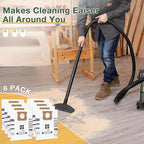 8PCS 10-14 Gallon Vacuum Bags for Shop Vac Bags, Disposable Wet Dry Vaccum Collection Bags Replace Part Type I #90672 9067200, Type F #90662 9066200 9066233, VF2005 (White)