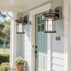 Outdoor Wall Sconces, Exterior Lantern Lighting Fixture, Mounted Lights for Patio, Porch, Garden, Balcony (Bronze, 12" H-2Pack)