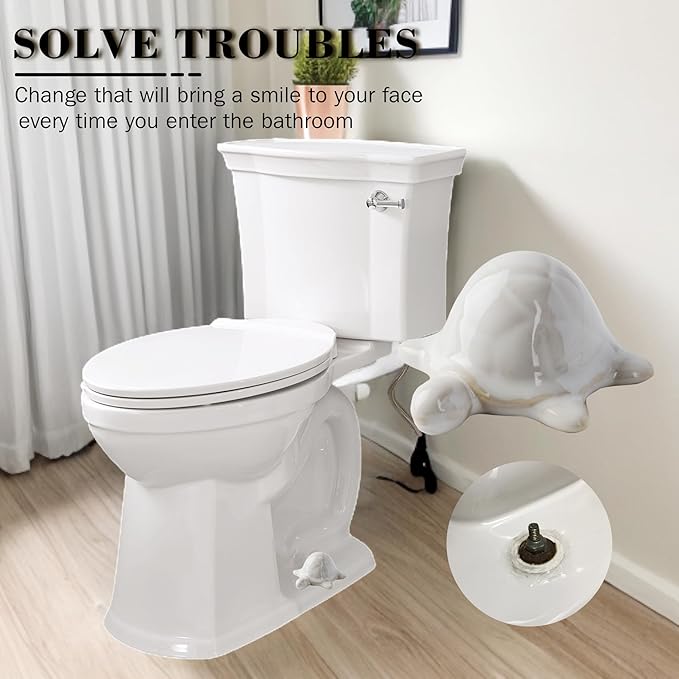 Toilet Bolt Covers, Turtle Ceramic Bolt Caps - Fun and Cute Bathroom Decor for Easy Installation - Decorative Bolt Caps for Bottom of Toilet (White turtle 2pcs)