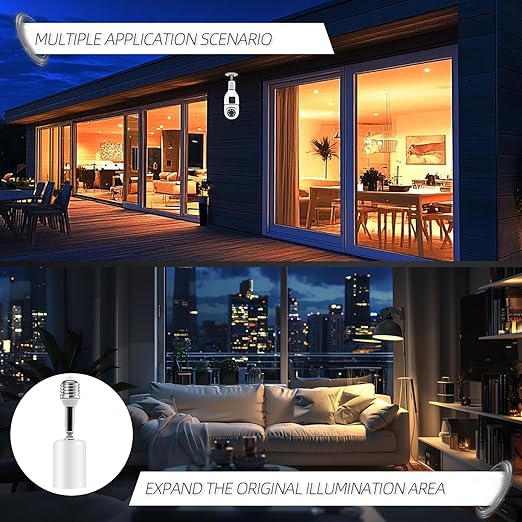 Ceramic E26 Light Bulb Socket Extender - 5.5inch Long - 90 Degree Angle Adjustable- 150W Max and Fire-Resistant - Light Extension for Medium Bulb Socket (2)