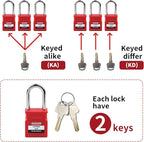 Lockout Tagout Locks - 10 Pack Red Loto Locks, Keyed Alike Padlock OSHA Compliant Lock Out Tag Out Lock, Safety Padlocks for Electrical Lockout Tag Out Kits