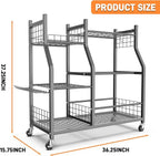 TORACK Garden Tool Organizer with Wheels, Rakes Shovels Yard Tools Stand for Garage, Shed, Garden, Indoor/Outdoor Long-Handled Tools Cart