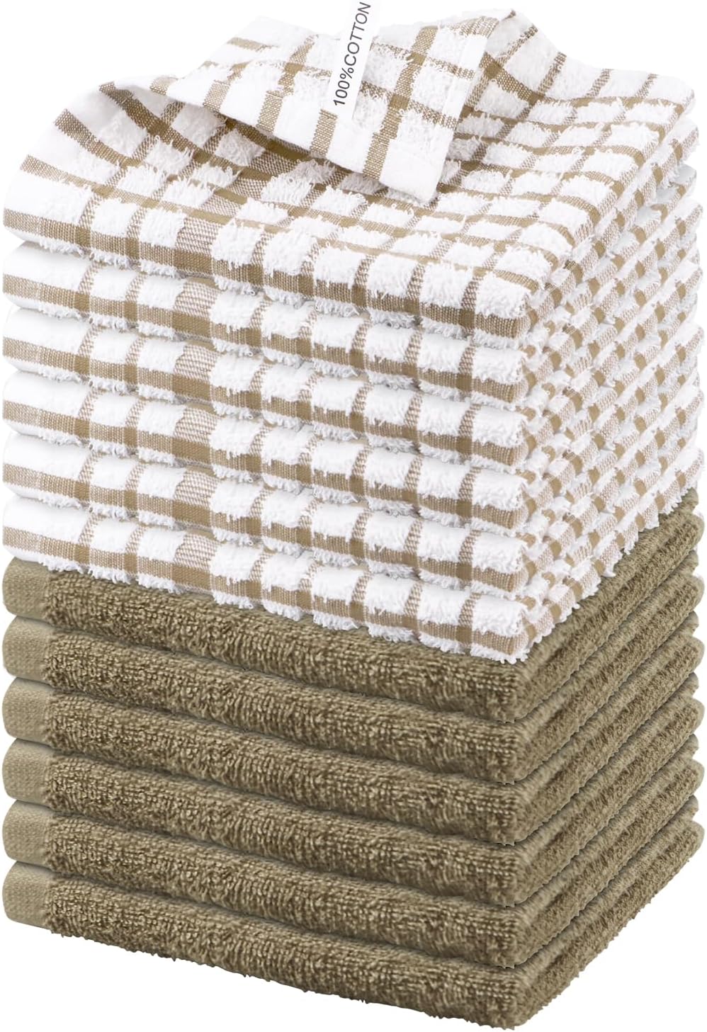 Nialnant 12PCS Dish Cloths,100% Cotton Soft Absorbent Cleaning Rags,Quick Drying Dish Towels for Kitchen,Washing Dishes-Little Yellow-12x12in