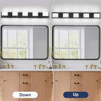 SineRise LED Modern Bathroom Vanity Light Fixtures (5-Light, 40-Inch, 5CCT), Matte Black Modern Acrylic Bathroom Wall Lighting Fixtures Over Mirror (3000K/3500K/4000K/5000K/6000K)