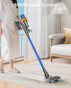 Cordless Vacuum Cleaner, 600W 50KPA 65Min Powerful Vacuum Cleaners for Home, Self-Standing Stick Vacuum Cordless Rechargeable/ Anti-Tangle/OLED Screen/1.8L Cup for Home Pet Hair/Carpet/Hardwood Floor