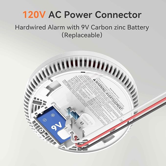 Jemay Smoke Detector, Photoelectric Smoke Alarm with 9V Backup Battery, Hardwired Interconnected Smoke Detector, Fire Alarm with Test/Silence Button for Home, 4 Packs