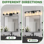 DORESshop Bathroom Light Fixtures, 5-Light Matte Black Bathroom Lighting Fixtures Over Mirror with Clear Glass Shade, Vanity Lights for Hallway Living Room Bedroom