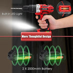 KITLUCK Cordless Drill Set, 20V Power Drill Kit Electric Drills with 2 X 2.0AH Battery, 44pcs Bits, 1 Box Screws, Bubble Level, 3/8'' Chuck Power Drill, 32NM, 21+3 Position, 2 Variable Speed