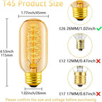 Edison Light Bulb 60w, 6 Pack Dimmable T45 Retro Bulb, 110v-130v, E26 Base Decorated Antique Filament Bulb, Amber Glass, 2200k Warm Yellow Incandescent Bulb, Used for Home Lighting