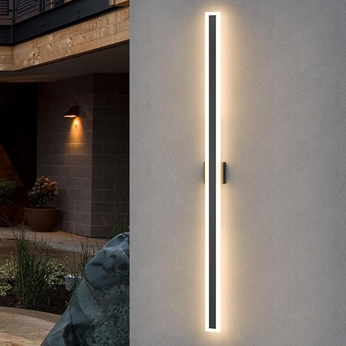 LamQee 63 Inch Long Outdoor Wall Lights Modern Exterior Lighting Fixtures for House, Waterproof 3000K 48W 2400LM LED Linear Outdoor Wall Sconces Lighting for Porch Patio Garage Door Yard Indoor