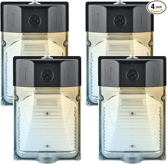 30W LED Wall Pack Light with Dusk to Dawn Photocell 4Pack, 3CCT 4000/5000/6500K, 15/20/25/30W Selectable, LED Wall Lights Outdoor Security Lighting for House Garage Yard Garden, 100-277VAC, ETL Listed
