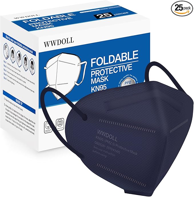 WWDOLL KN95 Face Mask 25 Pack, 5-Layers Mask Protection, Breathable KN95 Masks Purple