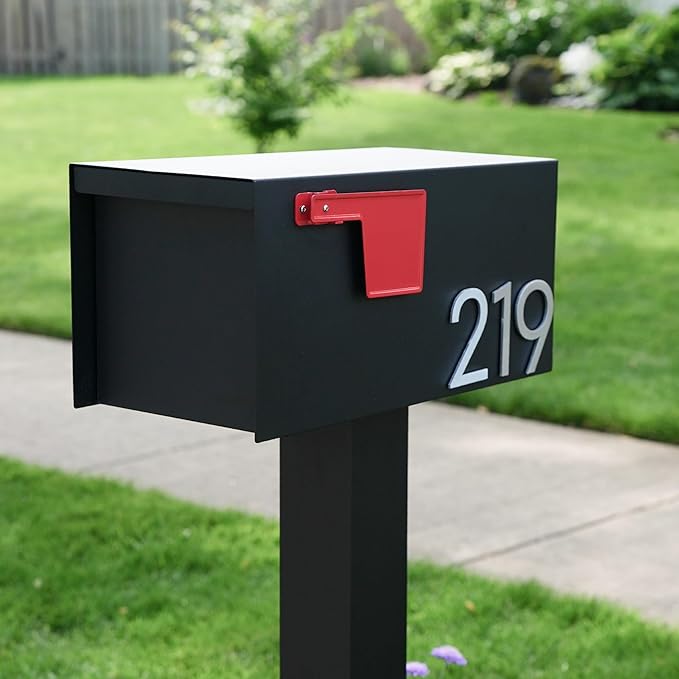 Adoorn 4 Inch Mailbox Numbers - Number 9, Silver Color, Each Sold Individually, Premium Metal Self Stick Address Numbers, Weatherproof Mailbox Numbers for Outside