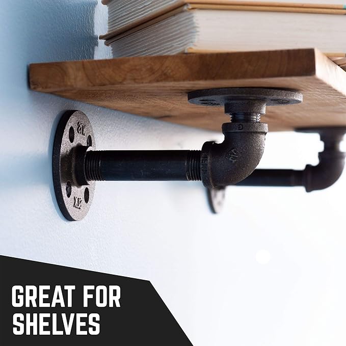 Pipe Decor 1/2” x 1” Malleable Cast Iron Pipe Close Nipple, Industrial Steel Grey Fits Standard Half Inch Black Threaded Pipes Nipples and Fittings, Build Vintage DIY Furniture, 10 Pack