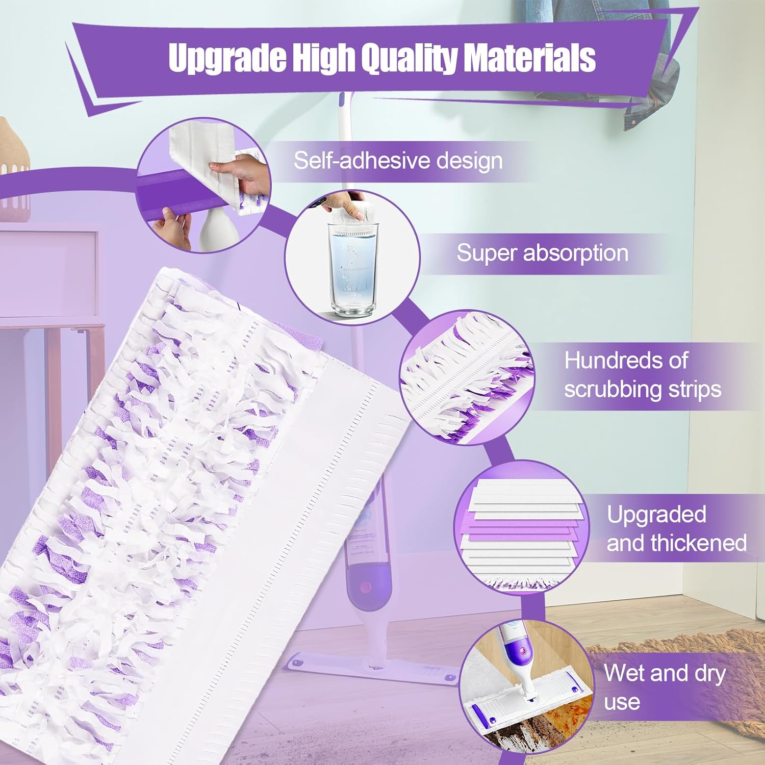 32 Pack Disposable Power Mop Pads for Swiffer PowerMop, 5X Power Mop Refills for Cleaning, 14-Layer Unscented Thickened Multi-Surface Replacement Mopping Pads Refills for Floor Cleaning